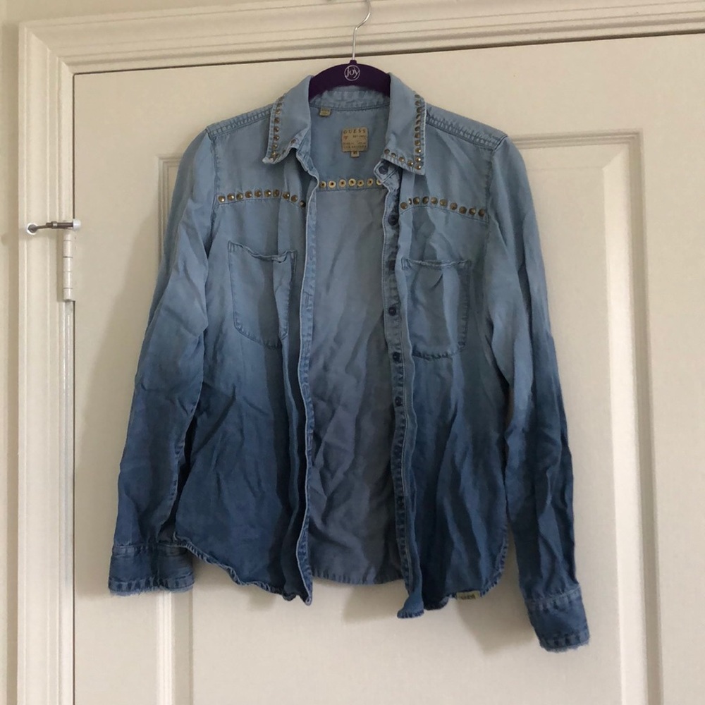 Perfect Condition Ombr Jean Guess Button Down - image 1